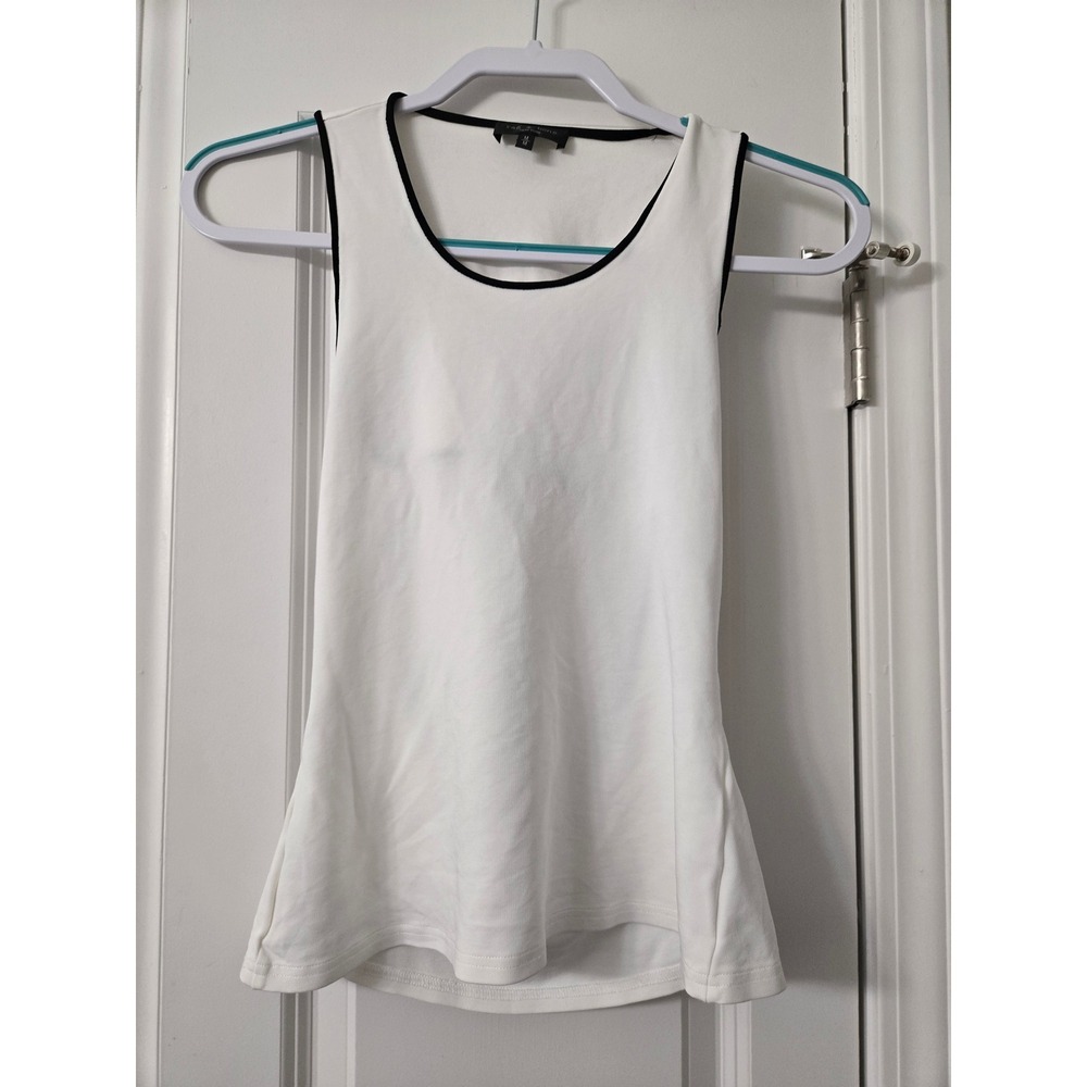 Rag & Bone White Black Trim Peplum Sleeveless Tank Top Medium